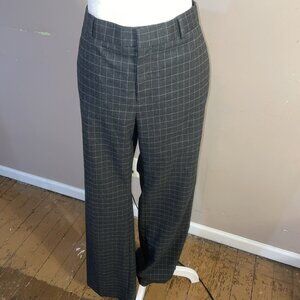 Banana Republic Logan Core Dresspant Gray Check Mid Rise Career Preppy Wms Sz 10